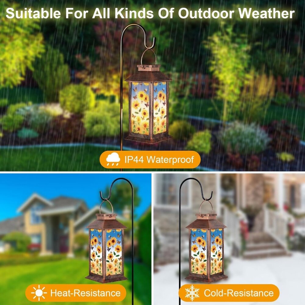 Solar Lantern Outdoor Waterproof Sunflower Butterfly Garden Decor Birthday Gifts - Picture 3 of 7